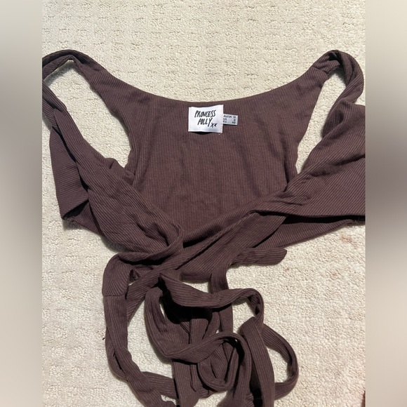 princess polly chocolate brown tie top - Picture 1 of 3
